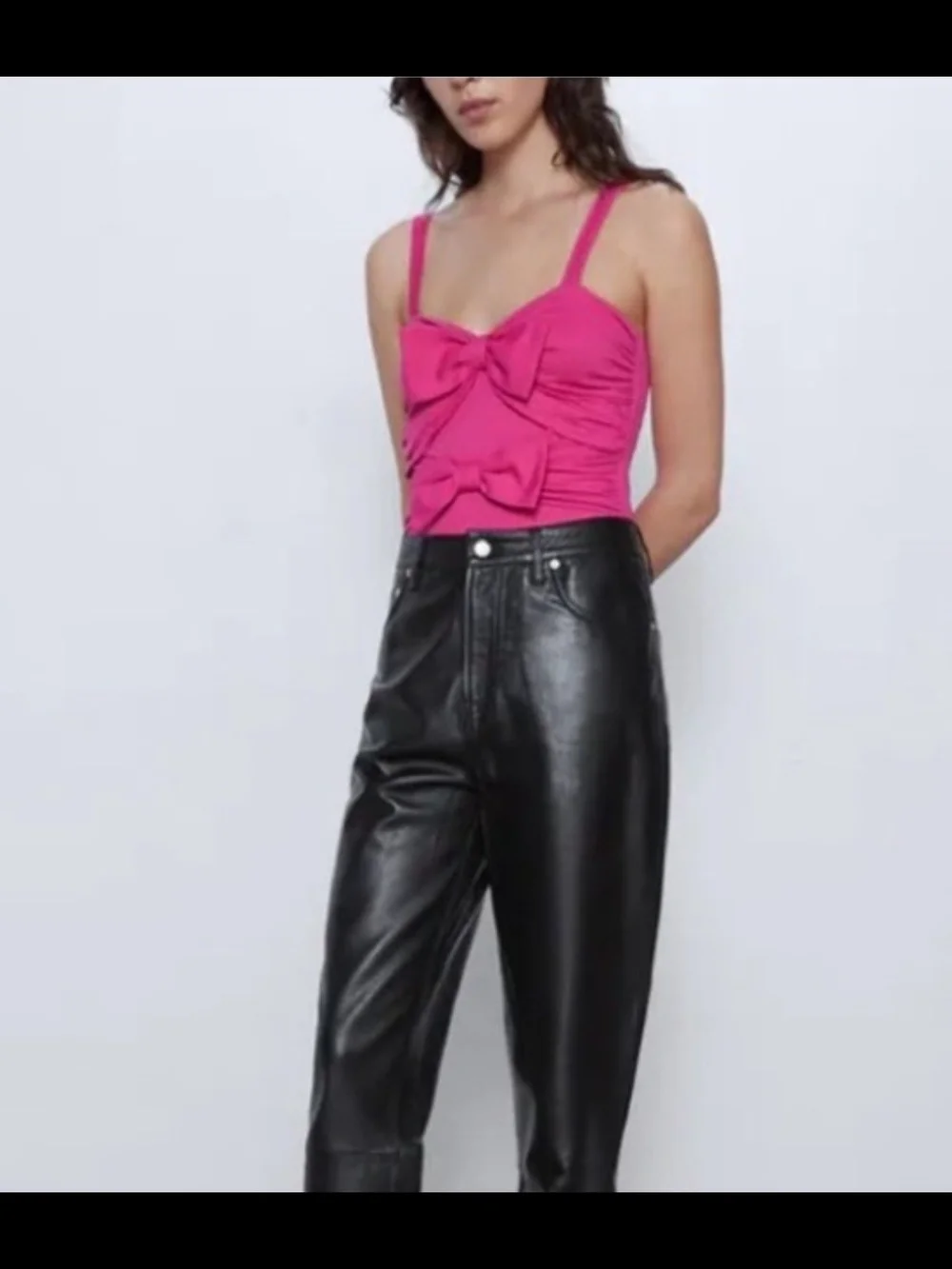 Zara Fuchsia Summer Bow Bodysuit Size L NWT - Picture 4 of 9